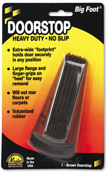 Master Caster® Big Foot® Doorstop,  No Slip Rubber Wedge, 2 1/4w x 4 3/4d x 1 1/4h, Brown