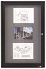 A Picture of product QRT-2363L Quartet® Enclosed Indoor Fabric Bulletin Board with Hinged Doors,  24 x 36, Gray Surface, Graphite Aluminum Frame