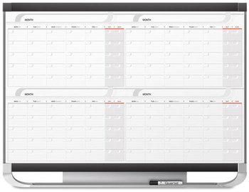 Quartet® Prestige 2 Connects™ Magnetic Total Erase® Four-Month Calendar,  36 x 24, Graphite Color Frame