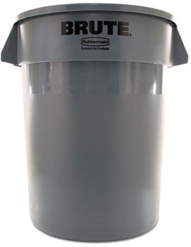 Rubbermaid® Commercial Round Brute® Container. 32 gal. Gray.