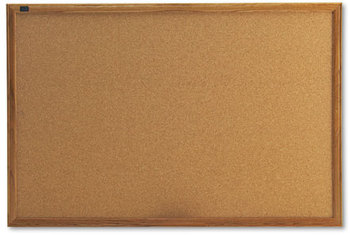 Quartet® Cork Bulletin Board,  36 x 24, Oak Finish Frame