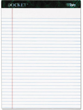 TOPS™ Docket™ Ruled Perforated Pads,  8 1/2 x 11 3/4, White, 50 Sheets, 6/Pack
