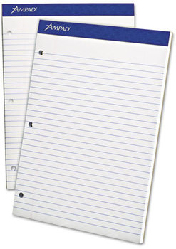 Ampad® Double Sheet Pads,  Legal/Wide, 8 1/2 x 11 3/4, White, 100 Sheets