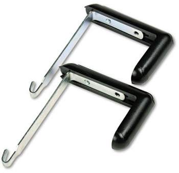 Quartet® Adjustable Cubicle Panel Hangers, 1 1/2" - 3" Panels, Aluminum/Black, 2/Set