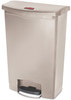 A Picture of product RCP-1883552 Rubbermaid® Commercial Slim Jim® Resin Front Step Style Step-On Container. 24 gal. Beige.