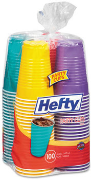 Hefty® Easy Grip® Disposable Plastic Party Cups, 16 oz, Assorted, 100/Pack