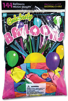Tablemate® Balloons, 12 Assorted Colors, 144/Pack