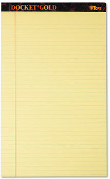 TOPS™ Docket™ Ruled Perforated Pads,  8 1/2 x 14, Canary, 50 Sheets, Dozen