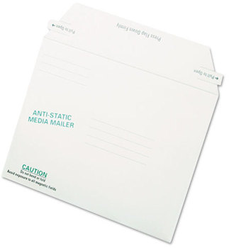 Quality Park™ Antistatic Fiberboard Disk CD/DVD Mailer,  6 x 8 5/8, White, Recycled, 25/Box