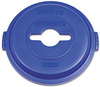A Picture of product RCP-1788376 Rubbermaid® Bottles/Cans Recycling Brute® Lid for 32-Gallon Round Brute Containers. Blue.