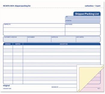 TOPS™ Triplicate Snap-Off® Shipper/Packing List,  8 1/2 x 7, Three-Part Carbonless, 50 Forms