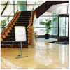 A Picture of product QRT-LCF2418 Quartet® Clip-Frame Pedestal Sign,  Silver Aluminum Frame, 24 x 18