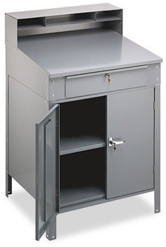 Tennsco Steel Cabinet Shop Desk, 36w x 30d x 53-3/4h, Medium Gray
