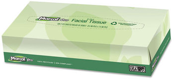 Marcal® PRO™ 100% Recycled Convenience Pack Facial Tissue,  White, 100/Box, 30 Boxes/Carton