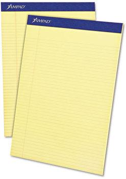 Ampad® Perforated Writing Pads,  8 1/2" x 11 3/4", Canary, 50 Sheets, Dozen