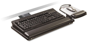 3M Sit/Stand Easy-Adjust Keyboard Tray with Highly Adjustable Platform,  Highly Adjustable Platform,, Black