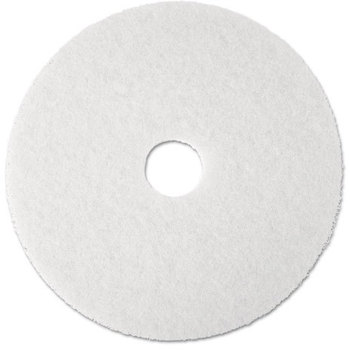 3M™ White Super Polish Floor Pads 4100 Low-Speed Polishing 13" Diameter, 5/Carton