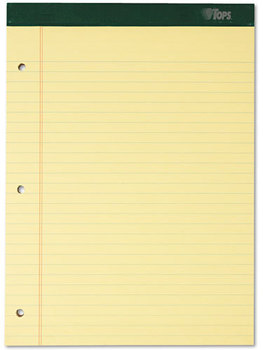 TOPS™ Double Docket™ Ruled Pads,  8 1/2 x 11 3/4, Canary, 100 Sheets, 6 Pads/Pack