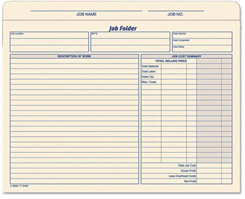 TOPS™ Job Folder,  Straight, Index Top Tab, Letter, Manila, 20/Pack