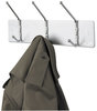 A Picture of product SAF-4161 Safco® Coat Hooks Metal Wall Rack, Three Ball-Tipped Double-Hooks, 18w x 3.75d 7h, Satin