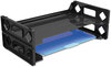A Picture of product UNV-08100 Universal® Recycled Plastic Side Load Desk Trays 2 Sections, Letter Size Files, 13" x 9" 2.75", Black