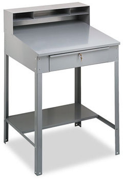 Tennsco Open Steel Shop Desk, 34-1/2w x 29d x 53-3/4h, Medium Gray