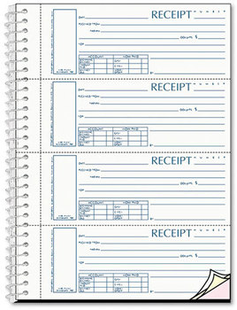 Rediform® Spiralbound Unnumbered Money Receipt Book,  2 3/4 x 7, Three-Part, 120 Sets/Book