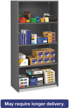 Tennsco 75" High Commercial Steel Shelving,  Five-Shelf, 36w x 24d x 75h, Medium Gray