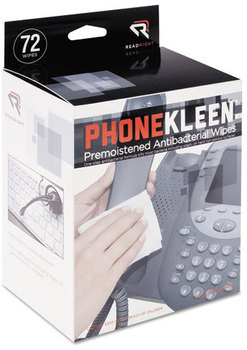 Read Right® PhoneKleen™ Premoistened Antibacterial Wipes,  Cloth, 5 x 5, 72/Box