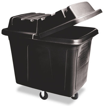 Rubbermaid® Commercial Cube Truck,  Rectangular, Polyethylene, 400lb Cap, 12 cu. ft., Black