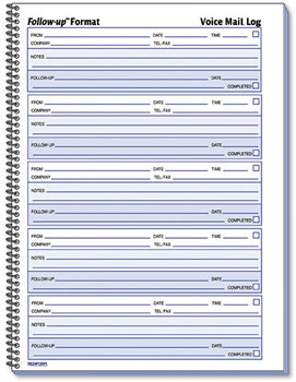 Rediform® Voice Mail Wirebound Log Books,  8 x 10 5/8, 500 Sets/Book
