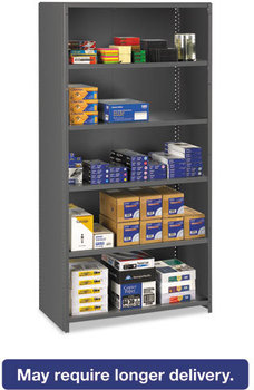 Tennsco 75" High Commercial Steel Shelving,  Six-Shelf, 36w x 18d x 75h, Medium Gray