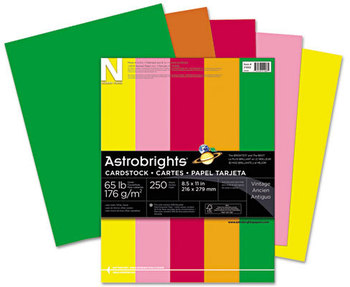 Neenah Paper Astrobrights® Colored Card Stock,  65 lb., 8-1/2 x 11, Assorted, 250 Sheets