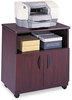 A Picture of product SAF-1850MH Safco® Mobile Laminate Machine Stand With Open Compartment Engineered Wood, 3 Shelves, 200 lb Capacity, 28" x 19.75" 30.5", Mahogany