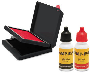 Identity Group Two-Color Stamp Pad with Ink Refill,  2 3/8 x 4, Red/Black