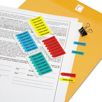 Redi-Tag® Mini Arrow Page Flags,  "Sign Here", Blue/Mint/Red/Yellow, 126 Flags/Pack