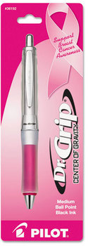 Pilot® Dr. Grip® Center of Gravity Breast Cancer Awareness Retractable Ball Point Pen,  Black Ink, 1mm