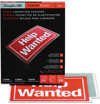 Swingline™ GBC® EZUse™ Premium Laminating Pouches,  7 mil, 11 1/2 x 9, 100/Box