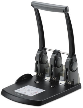 Swingline® Extra High-Capacity Three-Hole Punch,  9/32" Holes, Black/Gray