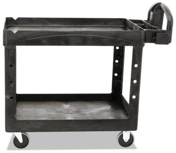 Rubbermaid HD 2 Shelf Utility Cart with Lipped Shelf (Med). 45.25" L x 25 7/8" W x 33.25" H.