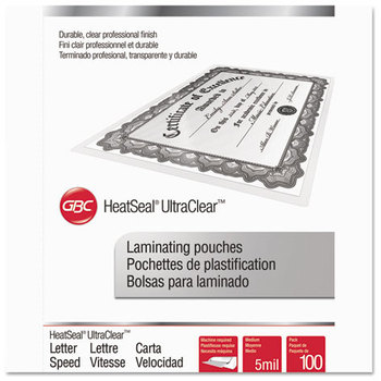 Swingline™ GBC® UltraClear™ Laminating Pouches,  5 mil, 11 1/2 x 9, 100/Box