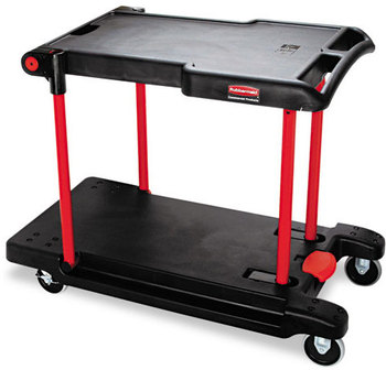 Rubbermaid® Commercial Convertible Utility Cart,  Two-Shelf, 23-5/8w x 45-1/4d x 34-3/8h, Black