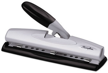 Swingline® LightTouch® Desktop Punch, 9/32" Holes, Black/Silver