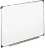 A Picture of product UNV-43724 Universal® Modern Melamine Dry Erase Board with Aluminum Frame 48 x 36, White Surface