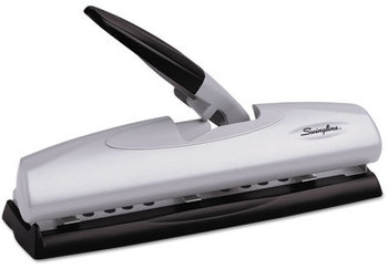 Swingline® LightTouch® High-Capacity Desktop Punch, 9/32" Holes, Silver/Black