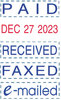 A Picture of product USS-E4850L Trodat® Economy Micro 5-in-1 Date Stamp,  Dater, Self-Inking, 1 x 3/4, Blue/Red