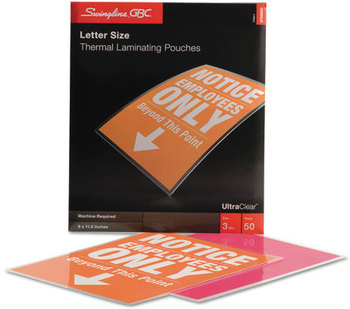 Swingline™ GBC® UltraClear™ Laminating Pouches,  3 mil, 9 x 11 1/2, 50/Box