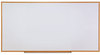 A Picture of product UNV-43621 Universal® Deluxe Melamine Dry Erase Board 72 x 48, White Surface, Oak Fiberboard Frame
