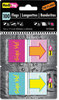 A Picture of product RTG-72039 Redi-Tag® Fab Flags Pop-Up in Dispenser,  "Look!", Purple/Yellow; Yellow/Teal, 100/Pack