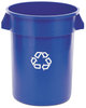 A Picture of product RCP-263273BE Rubbermaid® Commercial Round Brute® Recycling Container. 32 gal. Blue.